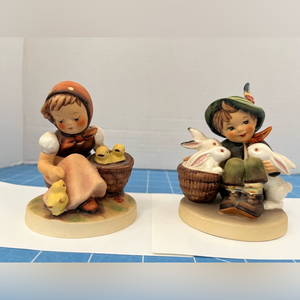 Charming Goebel Figurines - matching pair of chick girl and bunny boy